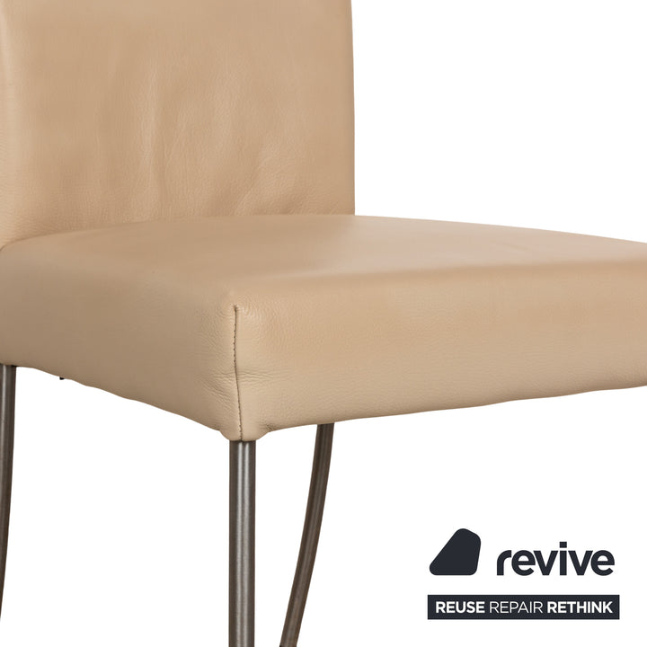 Set of 8 bert plantagie Jeanne Flex leather chairs beige dining room