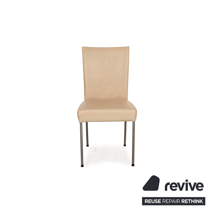 Set of 8 bert plantagie Jeanne Flex leather chairs beige dining room