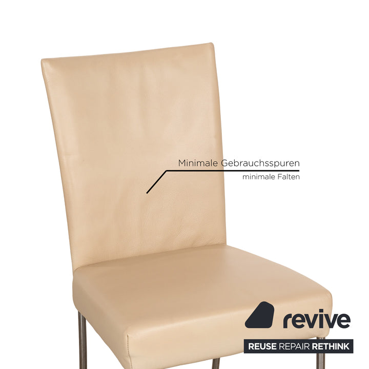Set of 8 bert plantagie Jeanne Flex leather chairs beige dining room
