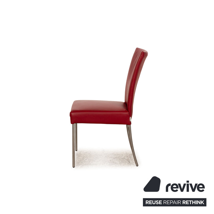 Set of 8 bert plantagie leather chairs red dining room