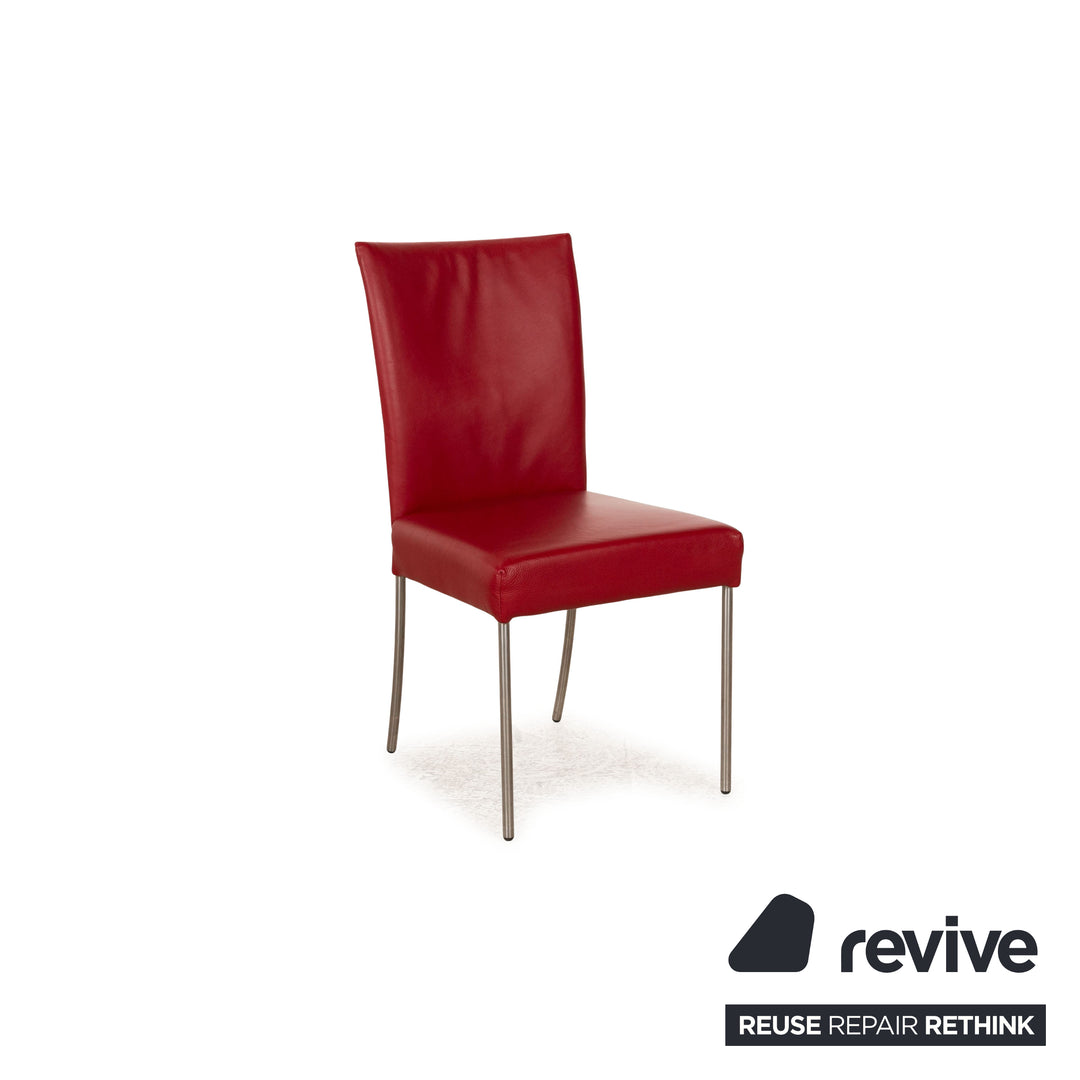 Set of 8 bert plantagie leather chairs red dining room