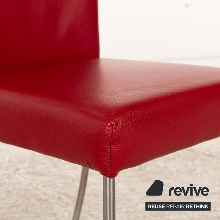 Set of 8 bert plantagie leather chairs red dining room