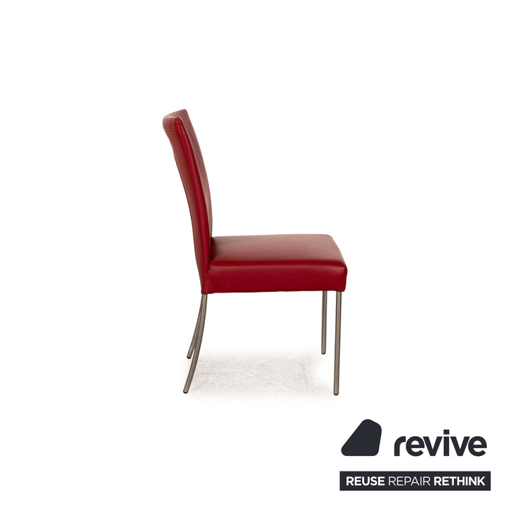 Set of 8 bert plantagie leather chairs red dining room