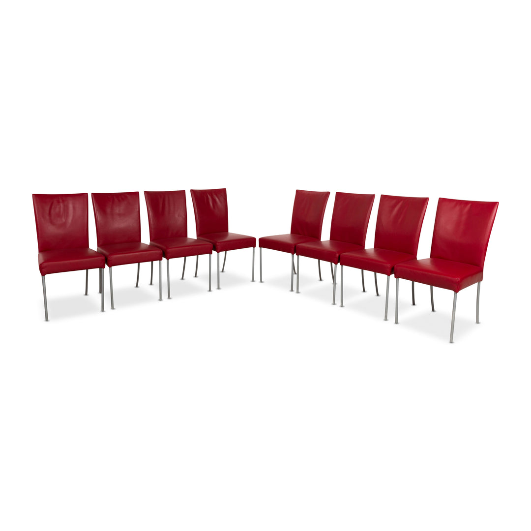 Set of 8 bert plantagie leather chairs red dining room