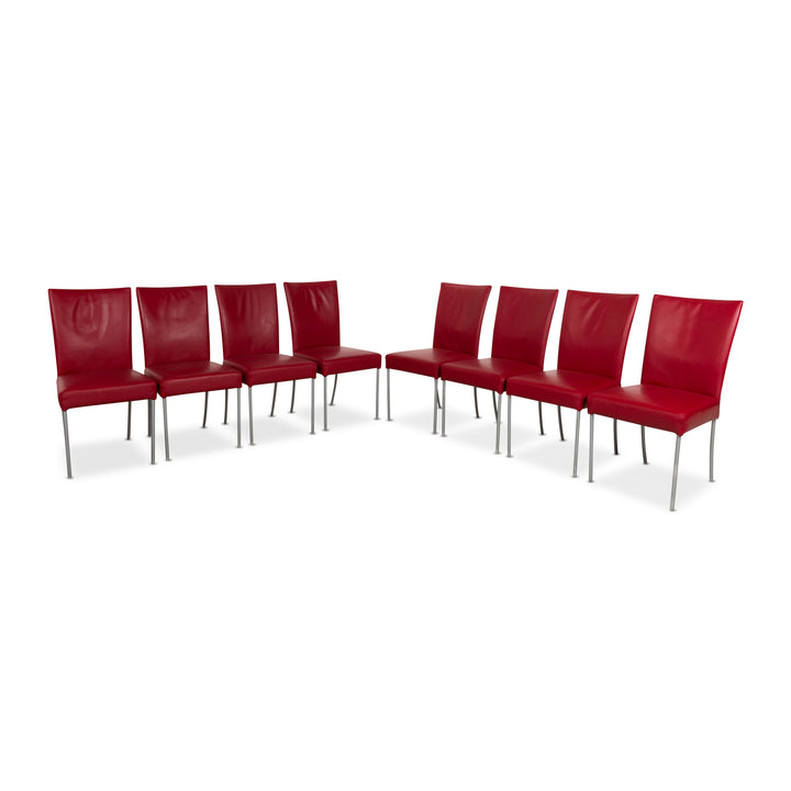 Set of 8 bert plantagie leather chairs red dining room