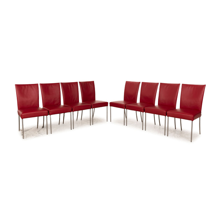Set of 8 bert plantagie leather chairs red dining room