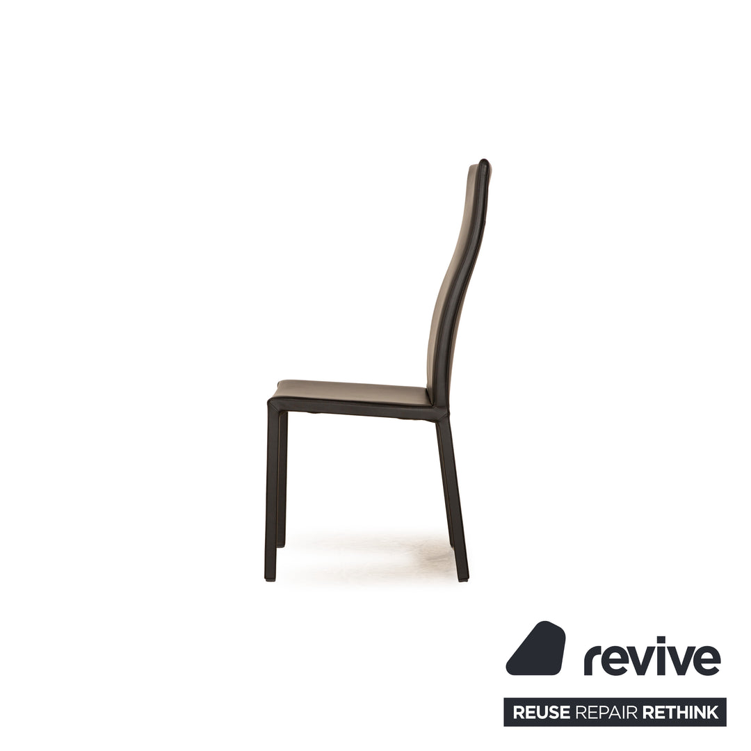 Lot de 8 chaises en cuir Bonaldo Milena noir salle à manger