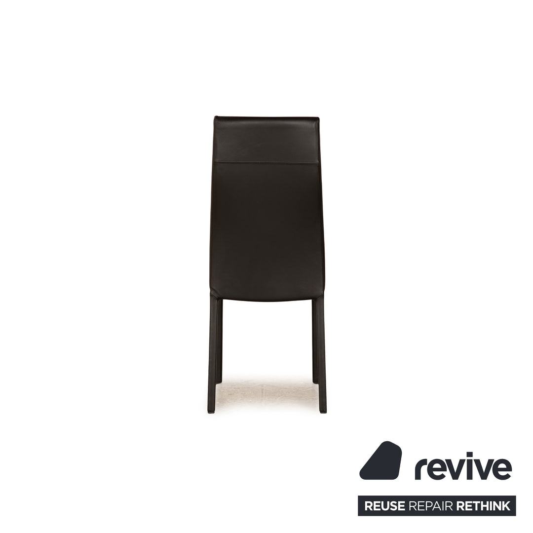 Lot de 8 chaises en cuir Bonaldo Milena noir salle à manger