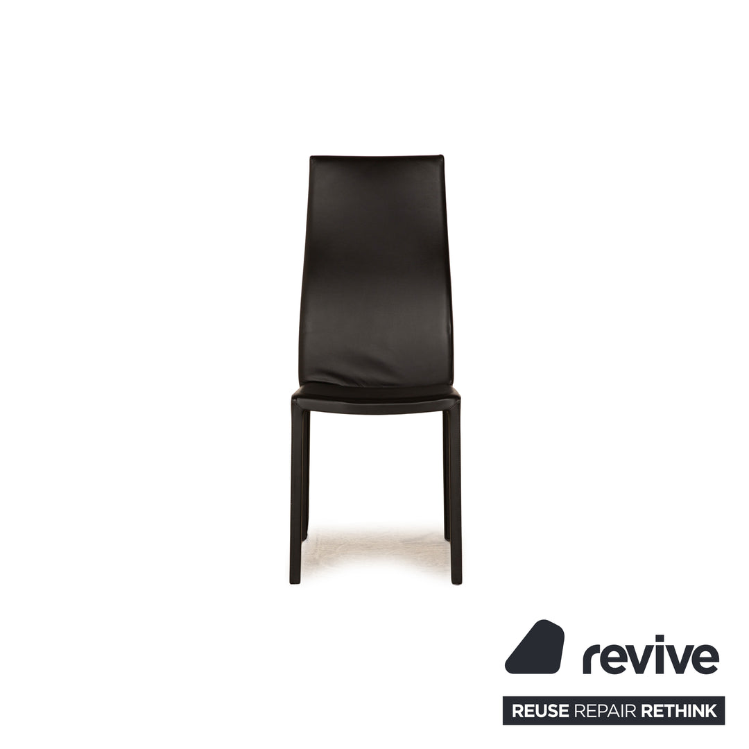 Lot de 8 chaises en cuir Bonaldo Milena noir salle à manger