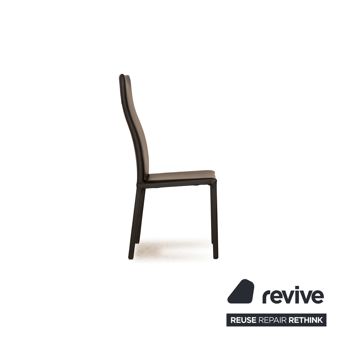 Lot de 8 chaises en cuir Bonaldo Milena noir salle à manger