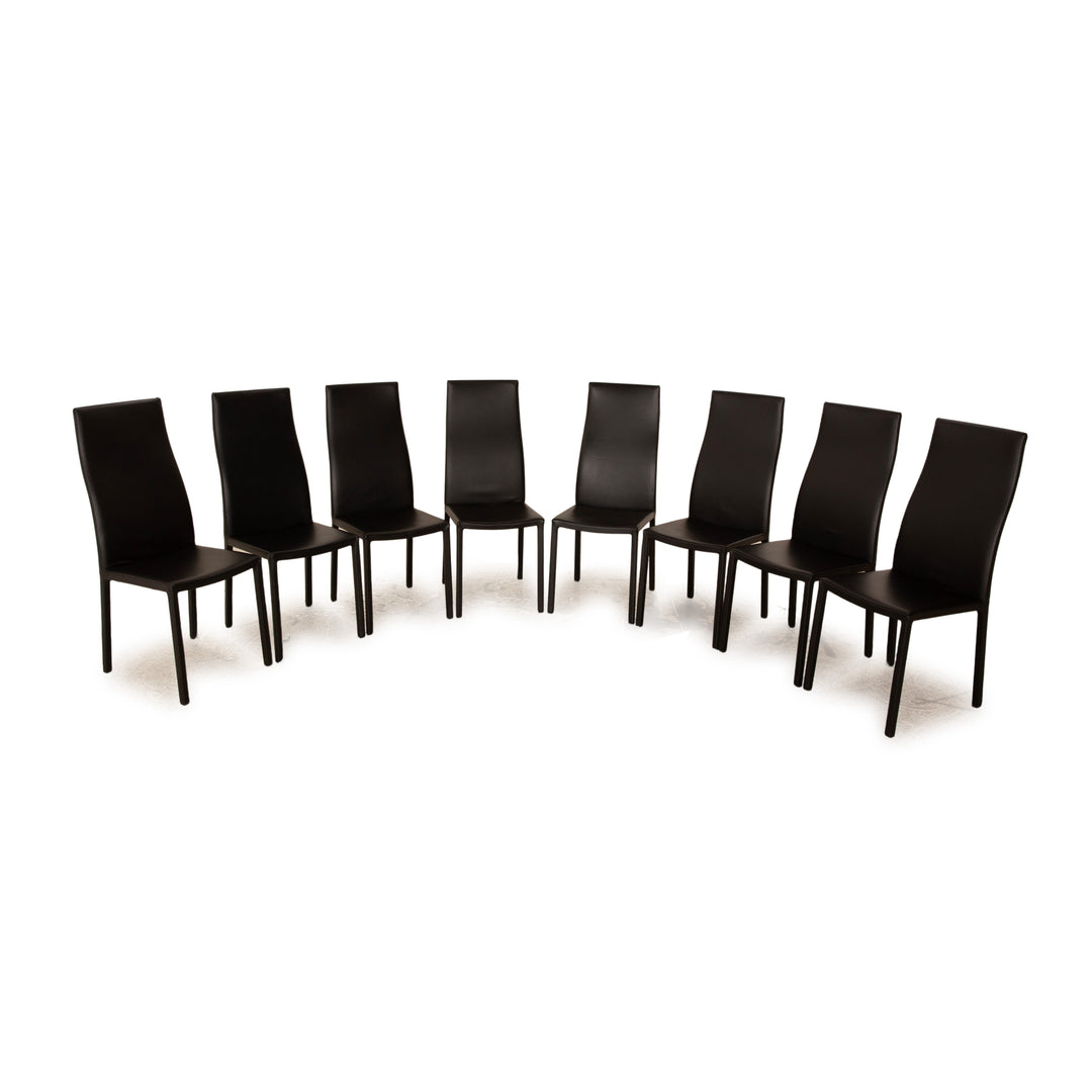 Lot de 8 chaises en cuir Bonaldo Milena noir salle à manger