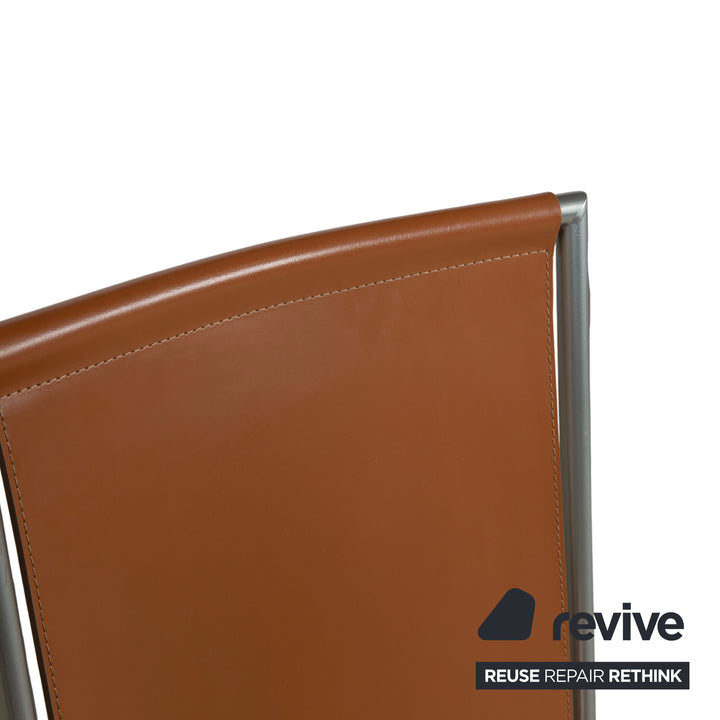 Ensemble de 8 chaises Calligaris en cuir marron pour salle à manger