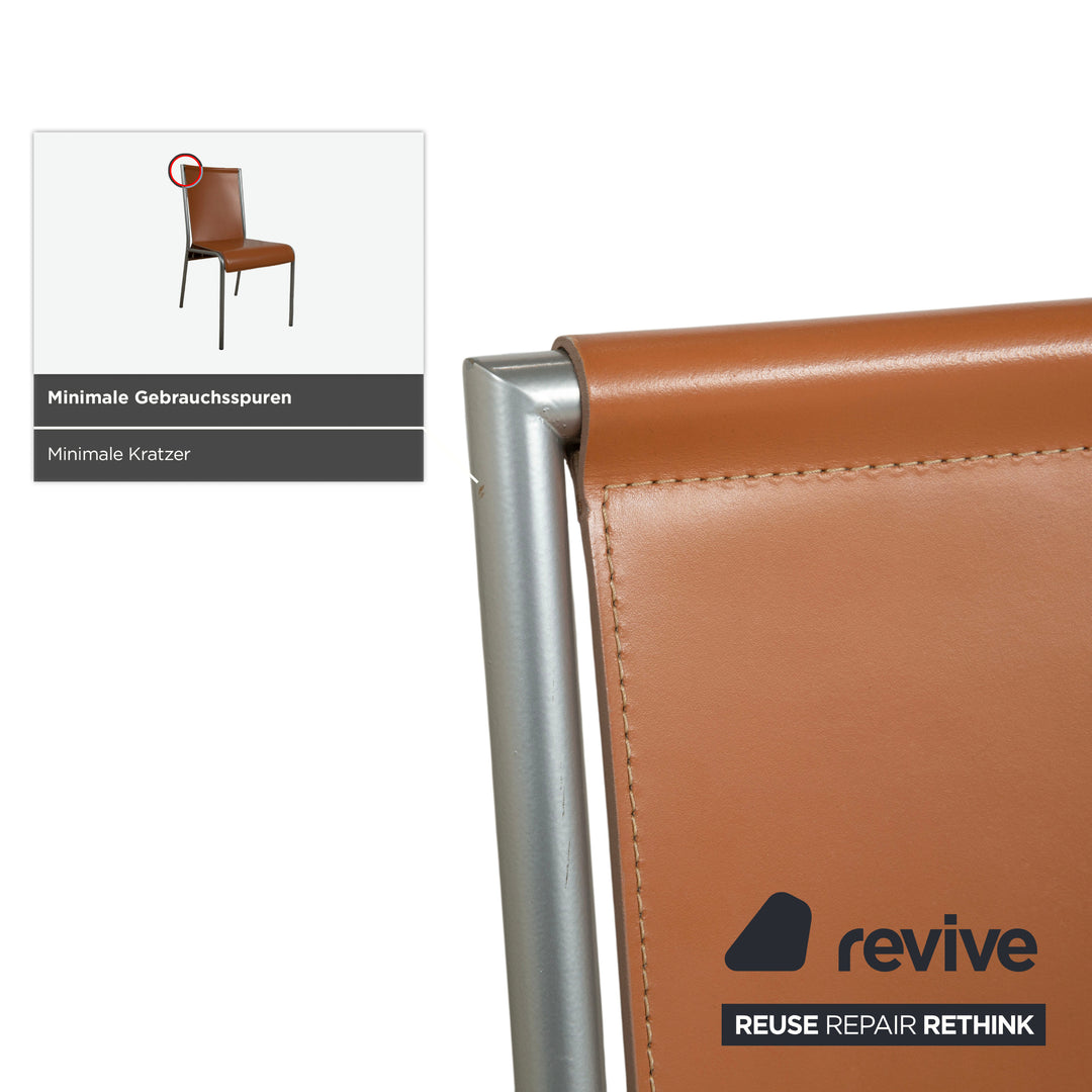 Ensemble de 8 chaises Calligaris en cuir marron pour salle à manger