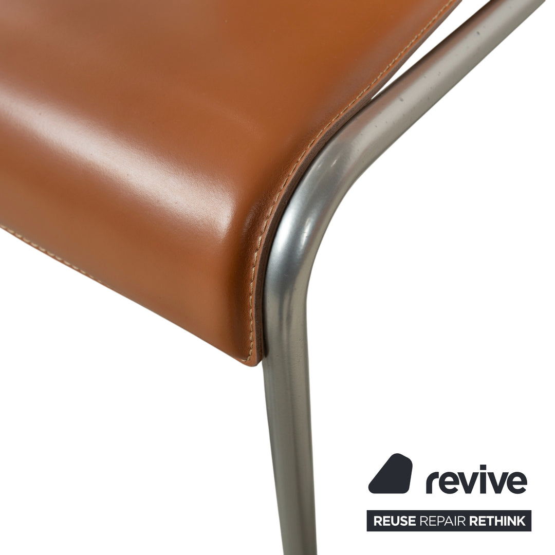 Ensemble de 8 chaises Calligaris en cuir marron pour salle à manger