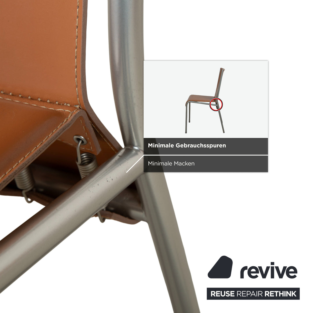 Ensemble de 8 chaises Calligaris en cuir marron pour salle à manger