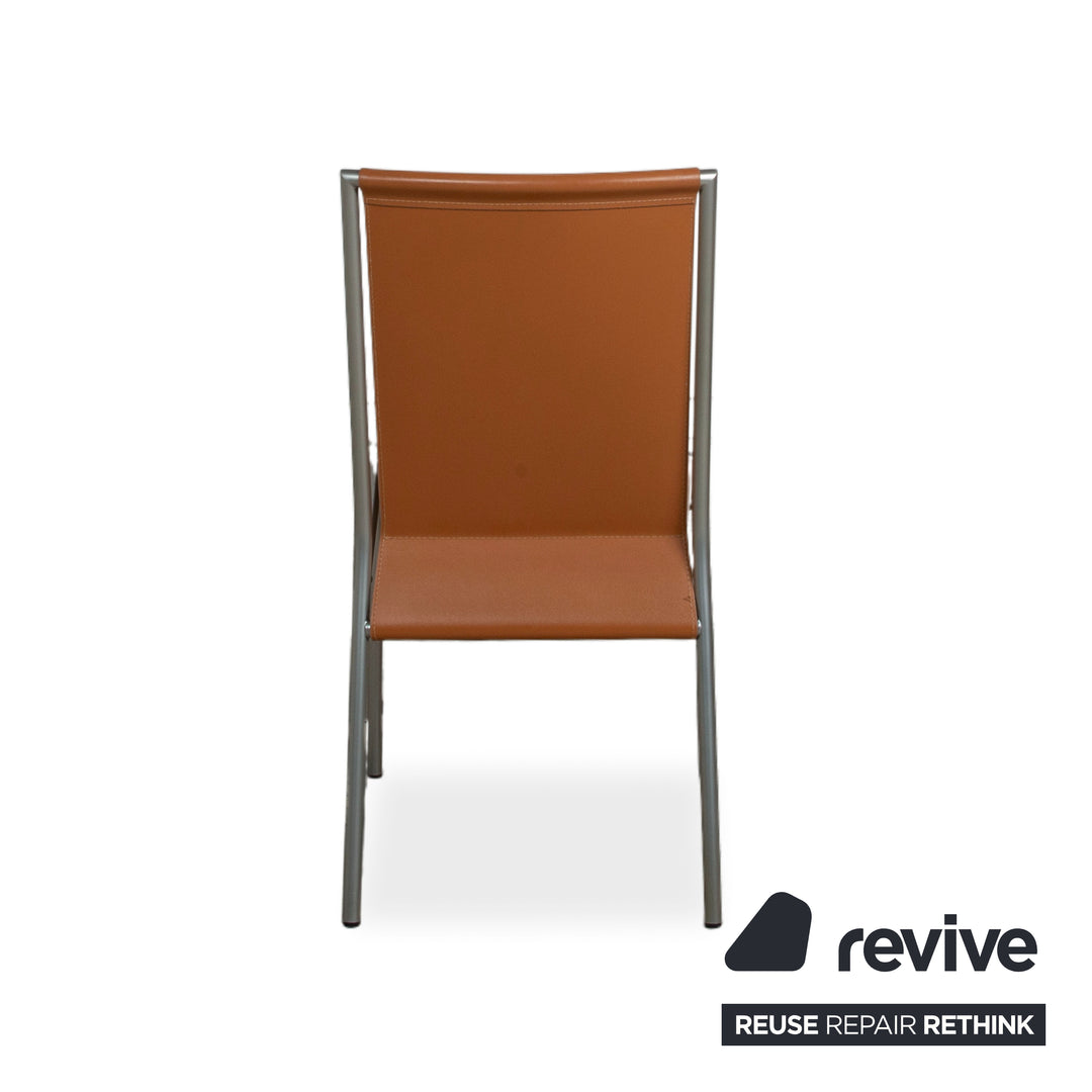 Ensemble de 8 chaises Calligaris en cuir marron pour salle à manger
