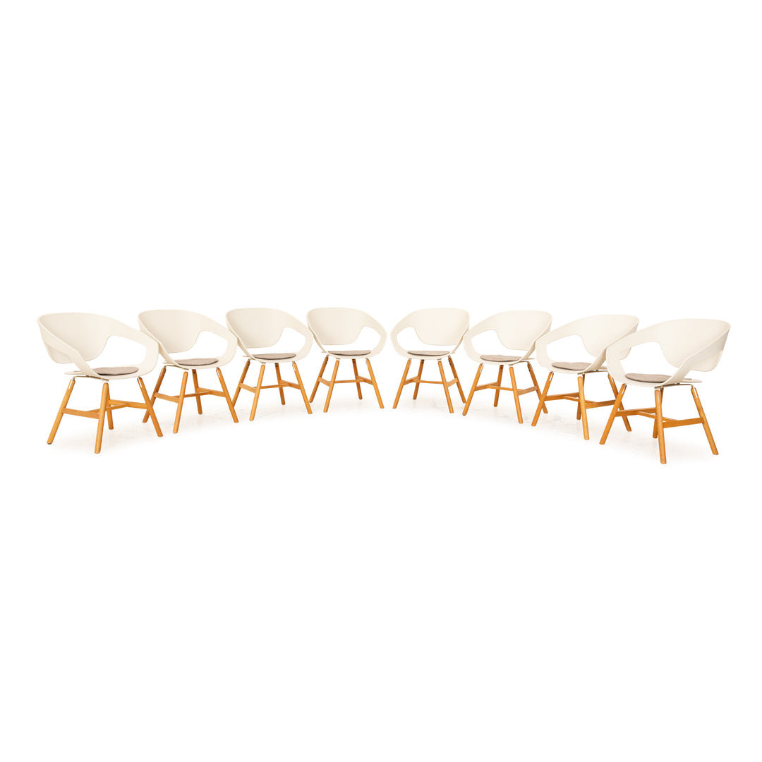 Lot de 8 Casamania Vad Chair Chaise en Plastique Blanc Salle à Manger