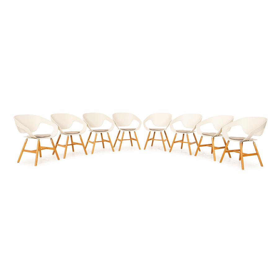 Lot de 8 Casamania Vad Chair Chaise en Plastique Blanc Salle à Manger