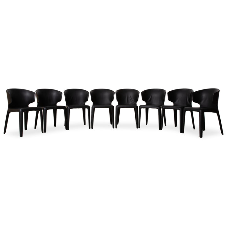 8er Garnitur Cassina Hola Leder Stuhl Schwarz Esszimmer