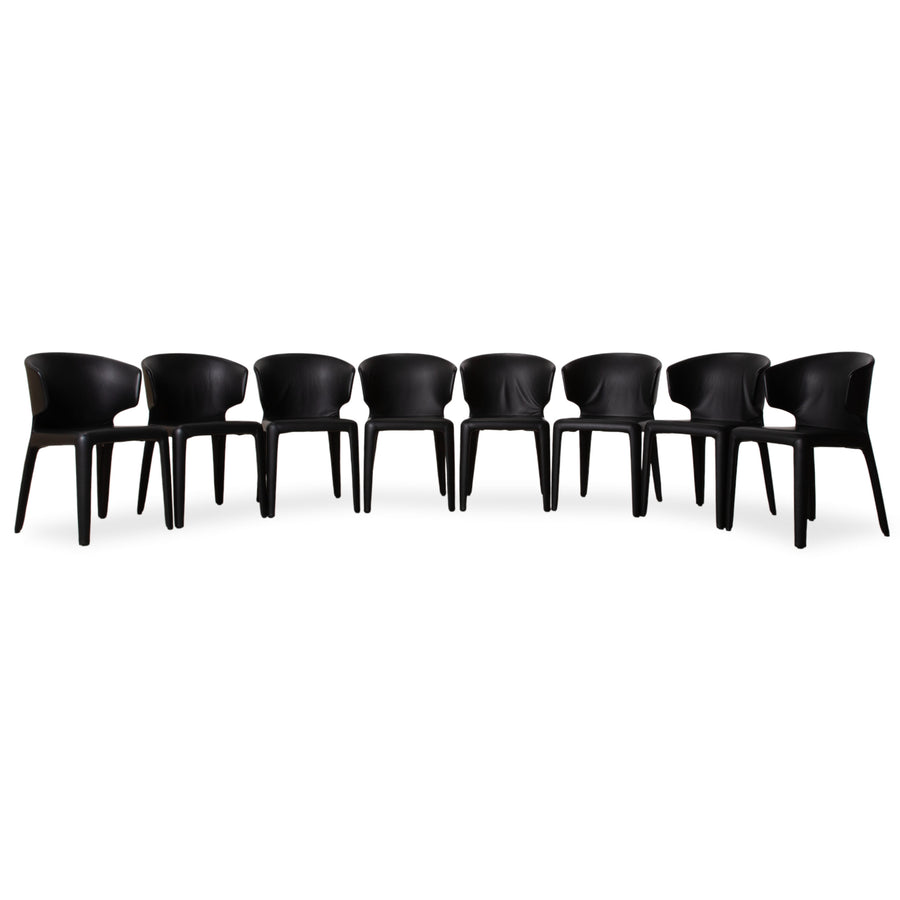 8er Garnitur Cassina Hola Leder Stuhl Schwarz Esszimmer