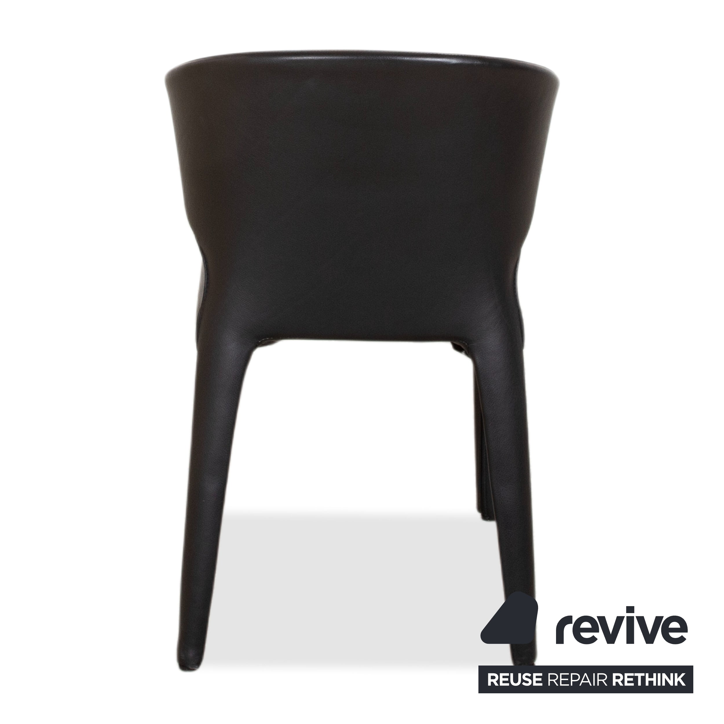 Set of 8 Cassina Hola Leather Chairs, Black, Dining Room