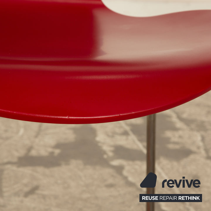 Lot de 8 chaises en bois Fritz Hansen rouge salle à manger