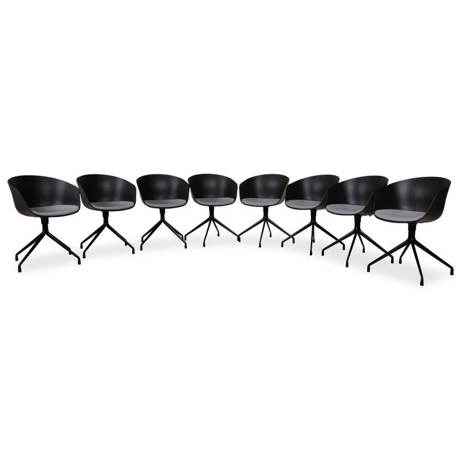 Ensemble de 8 chaises Hay AAC20 en plastique gris et noir avec fonction manuelle