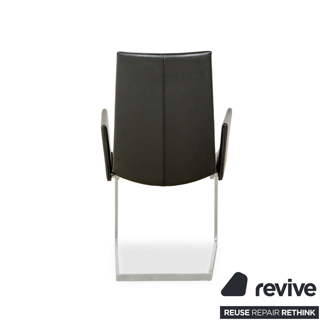 Set of 8 KFF leather cantilever chairs in black