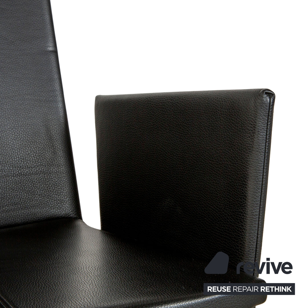 Set of 8 KFF leather cantilever chairs in black