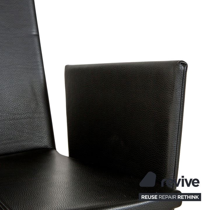 Set of 8 KFF leather cantilever chairs in black