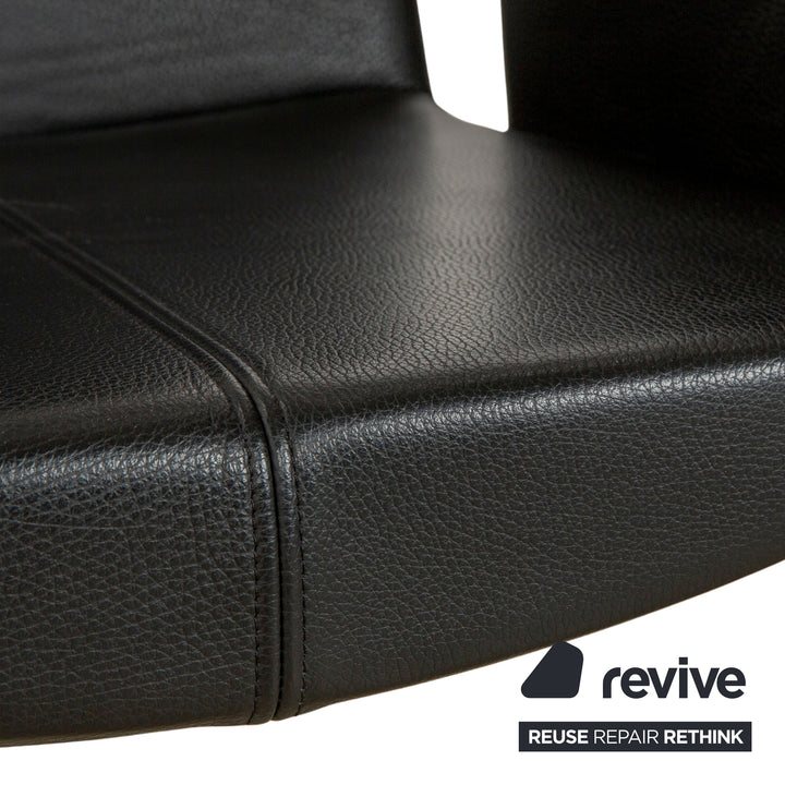 Set of 8 KFF leather cantilever chairs in black