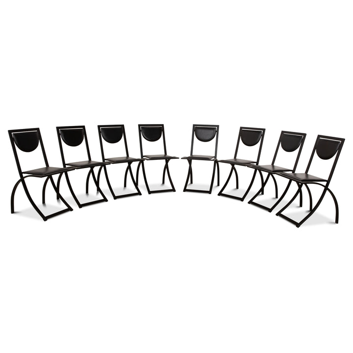 Lot de 8 chaises KFF Sinus en cuir noir