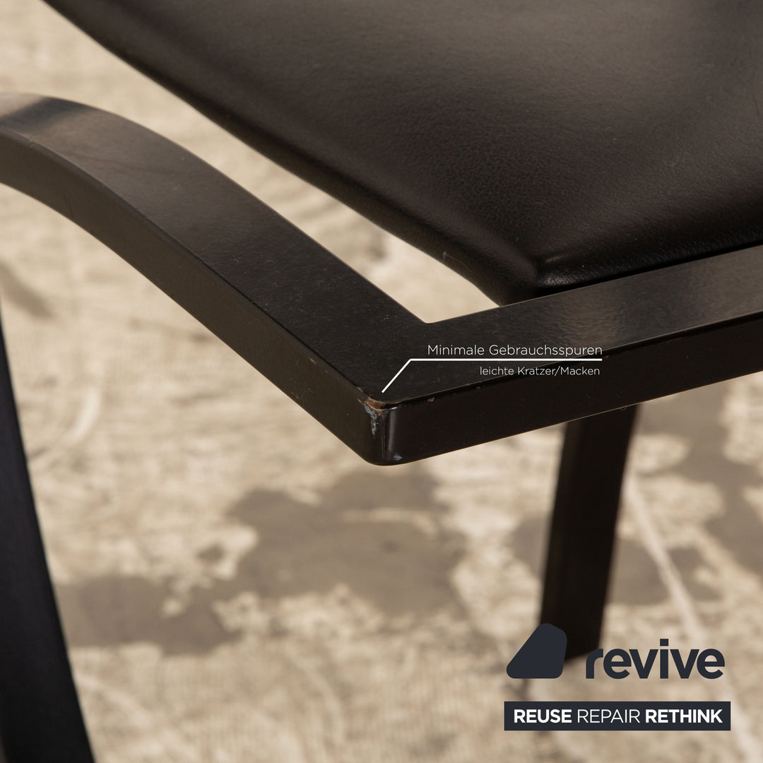 Lot de 8 chaises KFF Sinus en cuir structure métal noir salle à manger