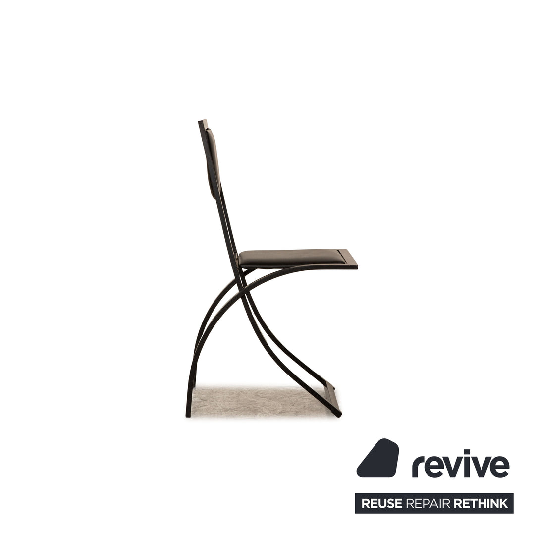 Lot de 8 chaises KFF Sinus en cuir structure métal noir salle à manger