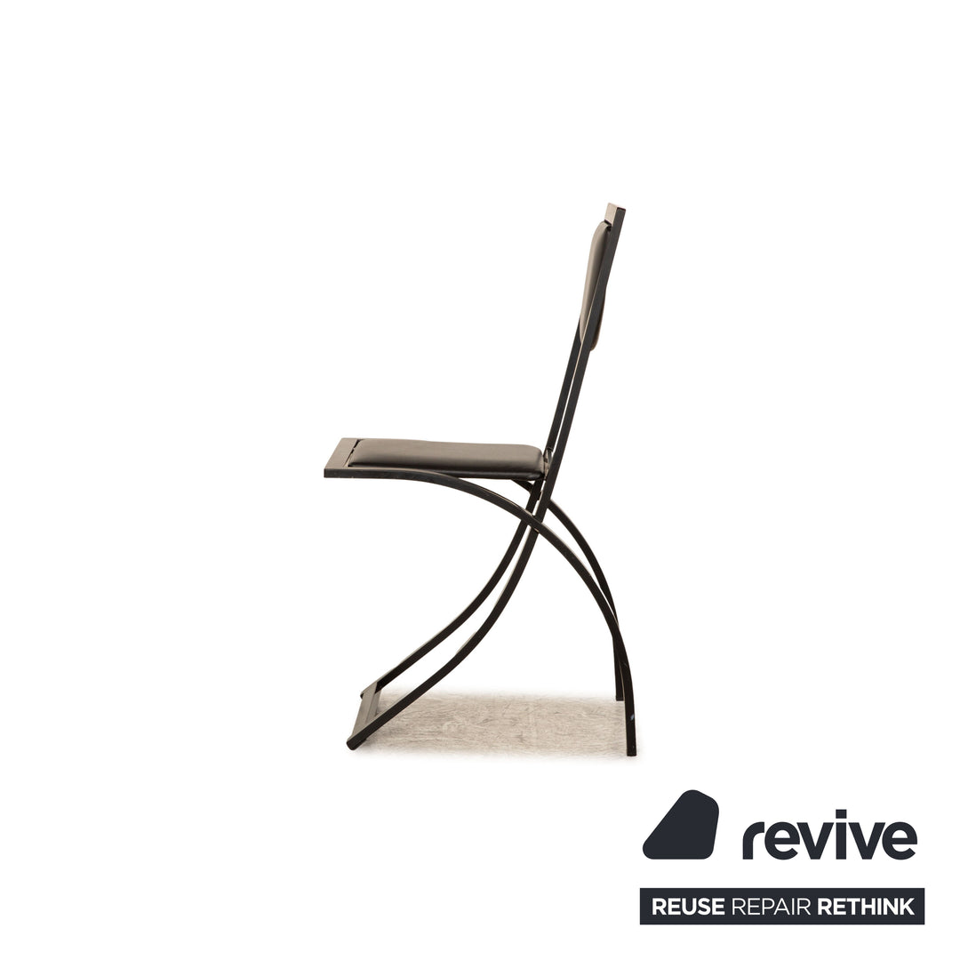 Lot de 8 chaises KFF Sinus en cuir structure métal noir salle à manger