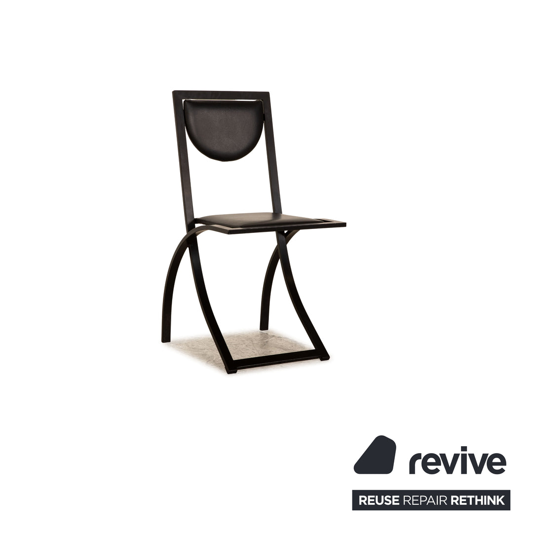 Lot de 8 chaises KFF Sinus en cuir structure métal noir salle à manger