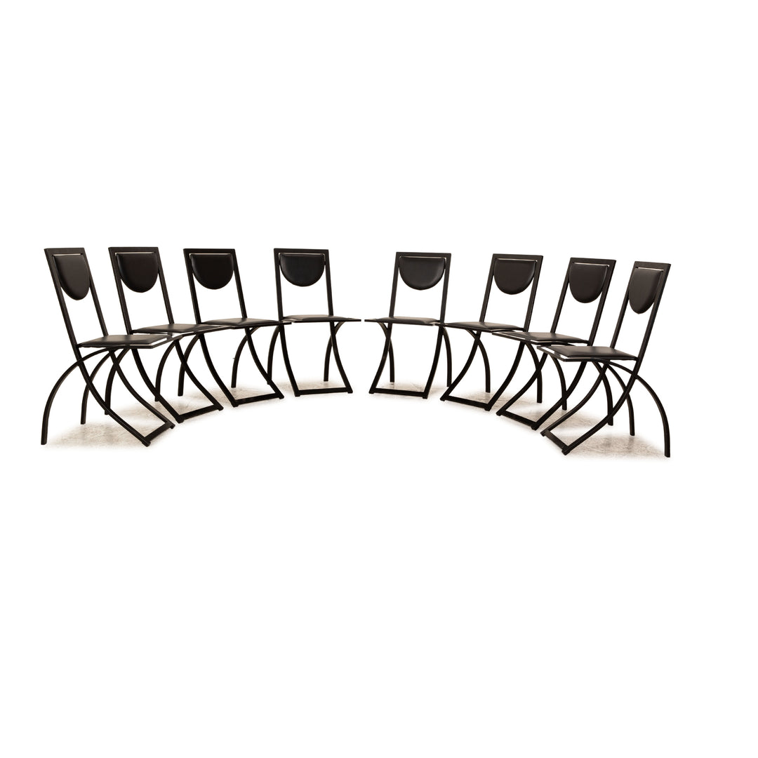 Lot de 8 chaises KFF Sinus en cuir structure métal noir salle à manger