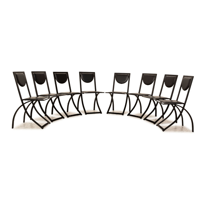 Lot de 8 chaises KFF Sinus en cuir structure métal noir salle à manger