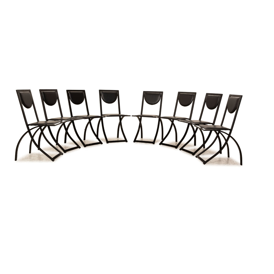 Lot de 8 chaises KFF Sinus en cuir structure métal noir salle à manger