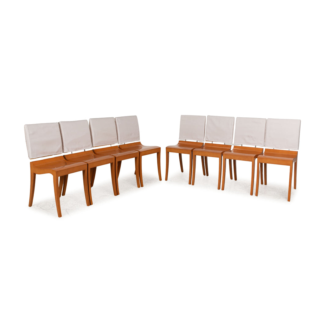 Set of 8 Ligne Roset Finn Wooden Chairs Brown