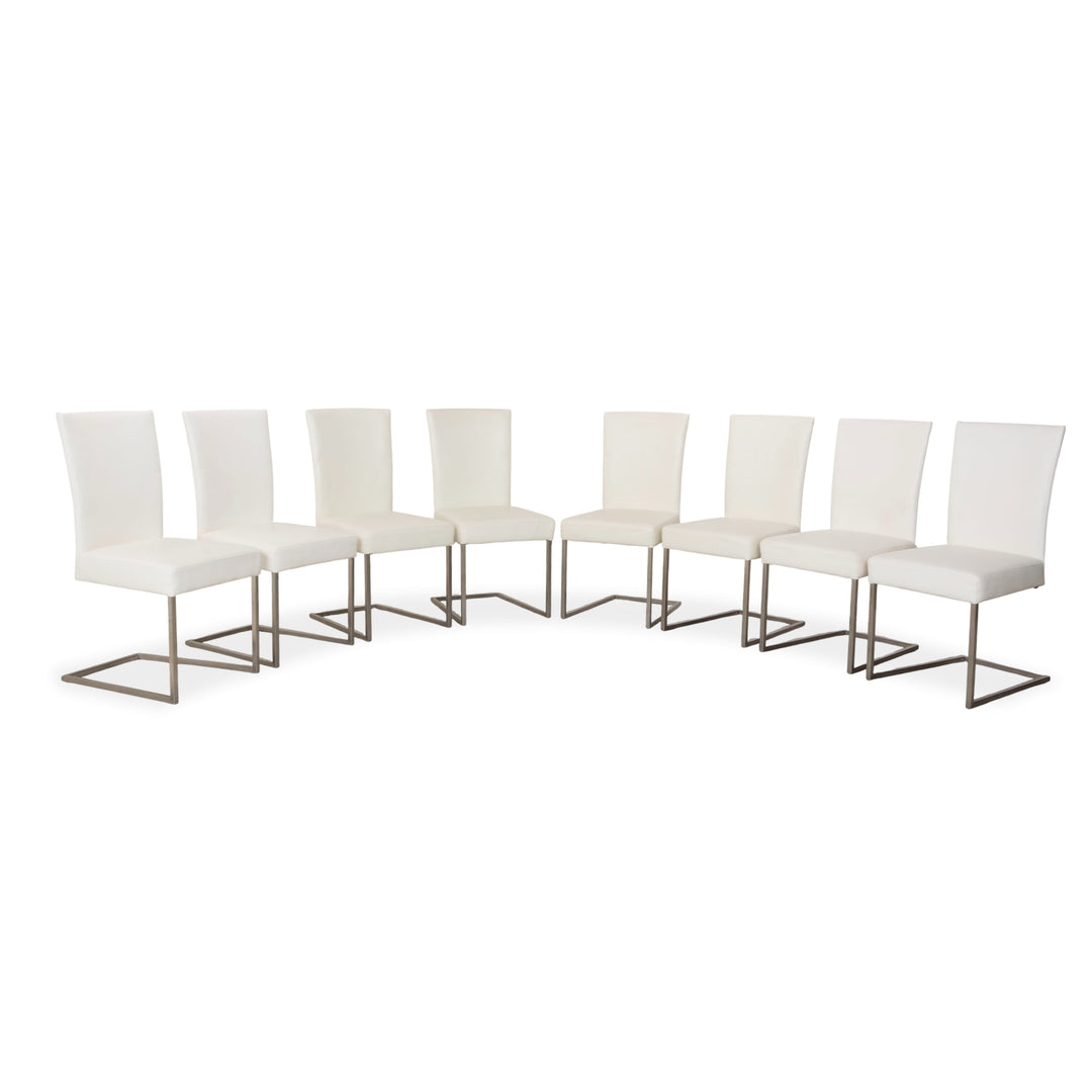 8-piece set Musterring leather chair cream