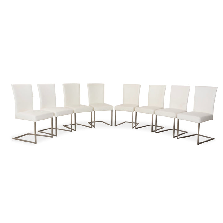 8-piece set Musterring leather chair cream
