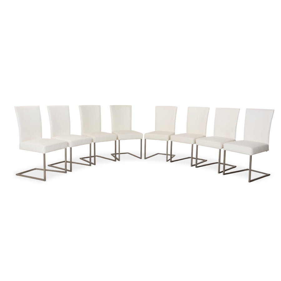 8-piece set Musterring leather chair cream