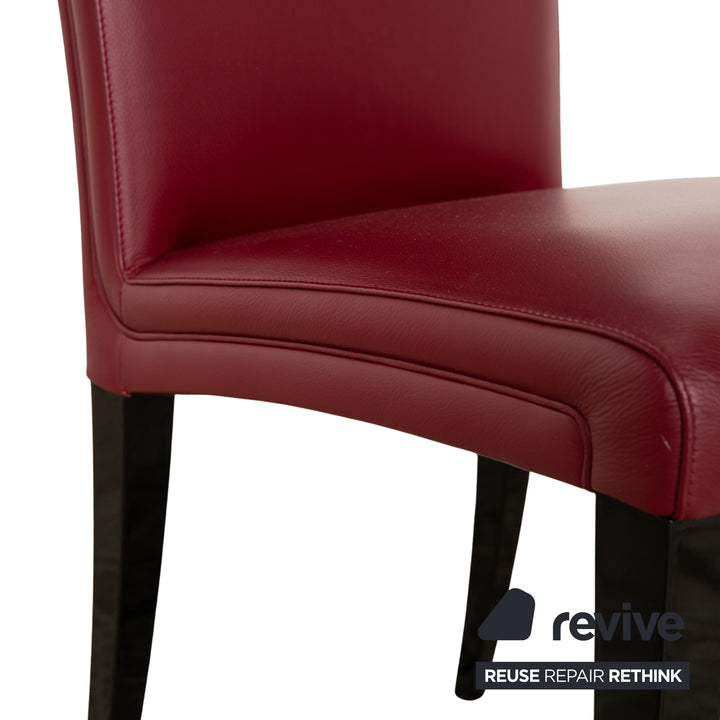 Set of 8 Poltrona Frau Vittoria Leather Chair Red Dining Room