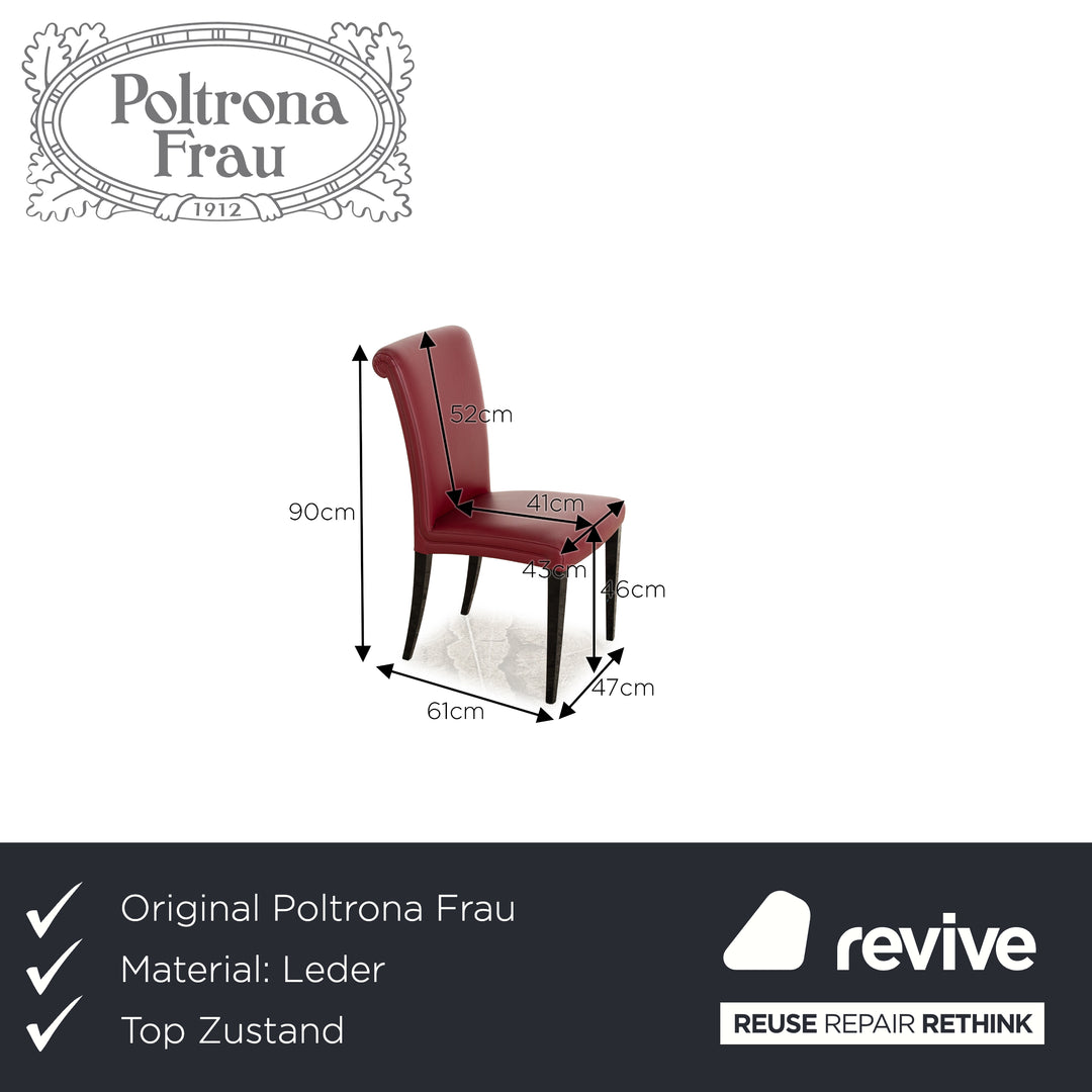 Set of 8 Poltrona Frau Vittoria Leather Chair Red Dining Room