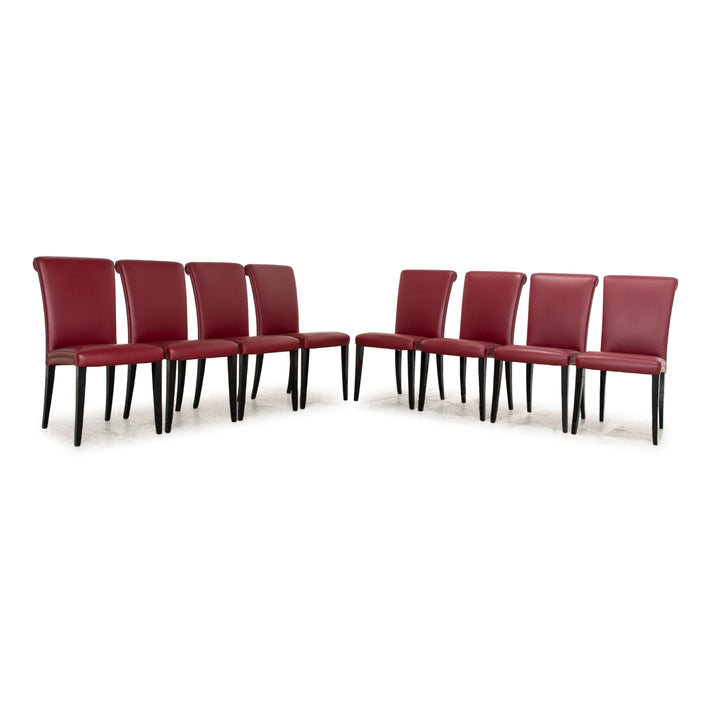 Set of 8 Poltrona Frau Vittoria Leather Chair Red Dining Room