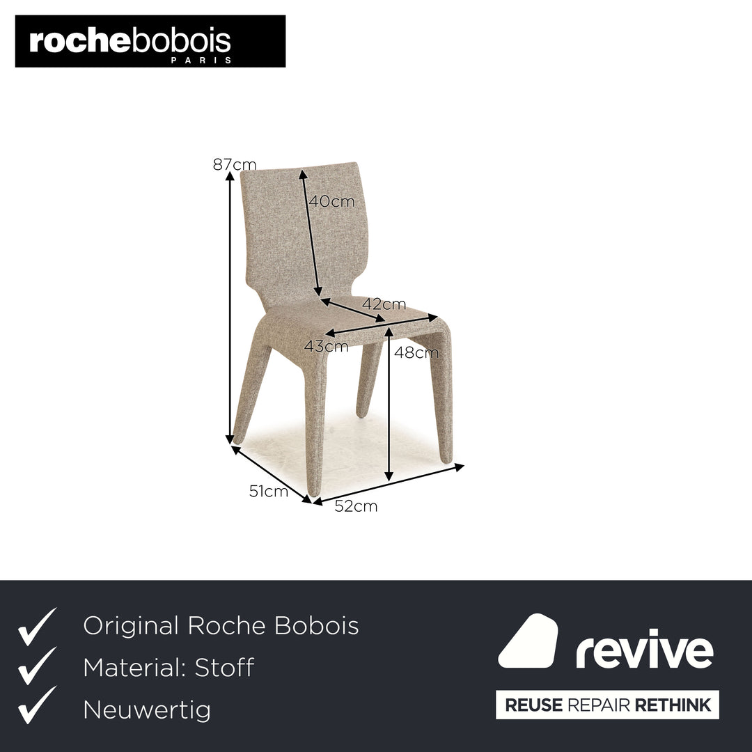 Set of 8 Roche Bobois CHABADA fabric chairs grey dining room