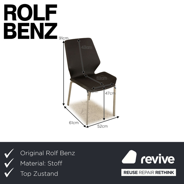 Lot de 8 chaises Rolf Benz 610 en tissu anthracite