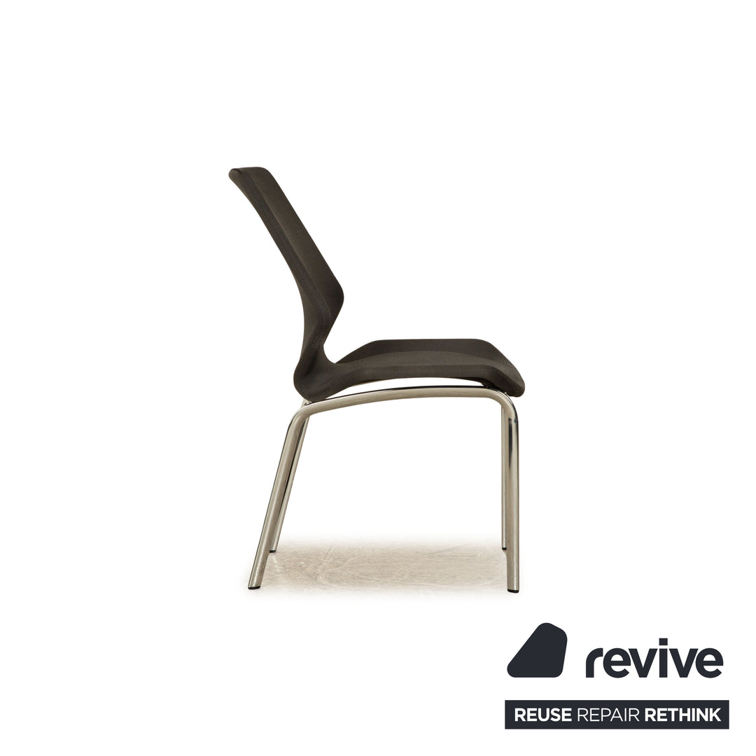 Lot de 8 chaises Rolf Benz 610 en tissu anthracite