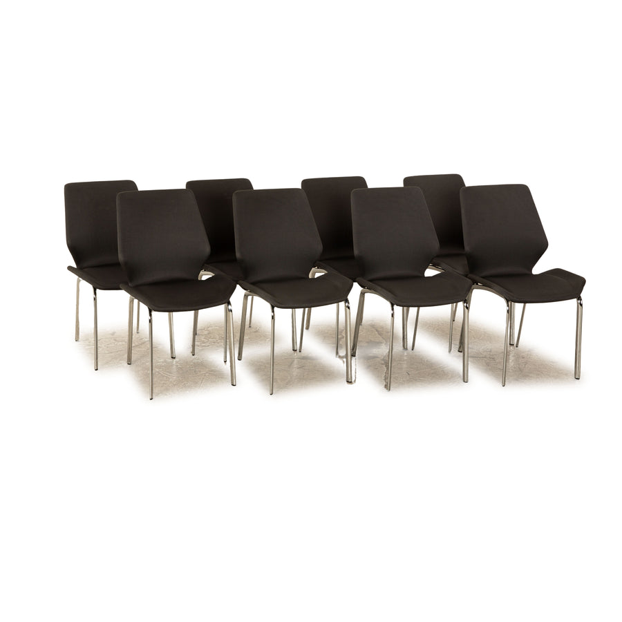 Lot de 8 chaises Rolf Benz 610 en tissu anthracite